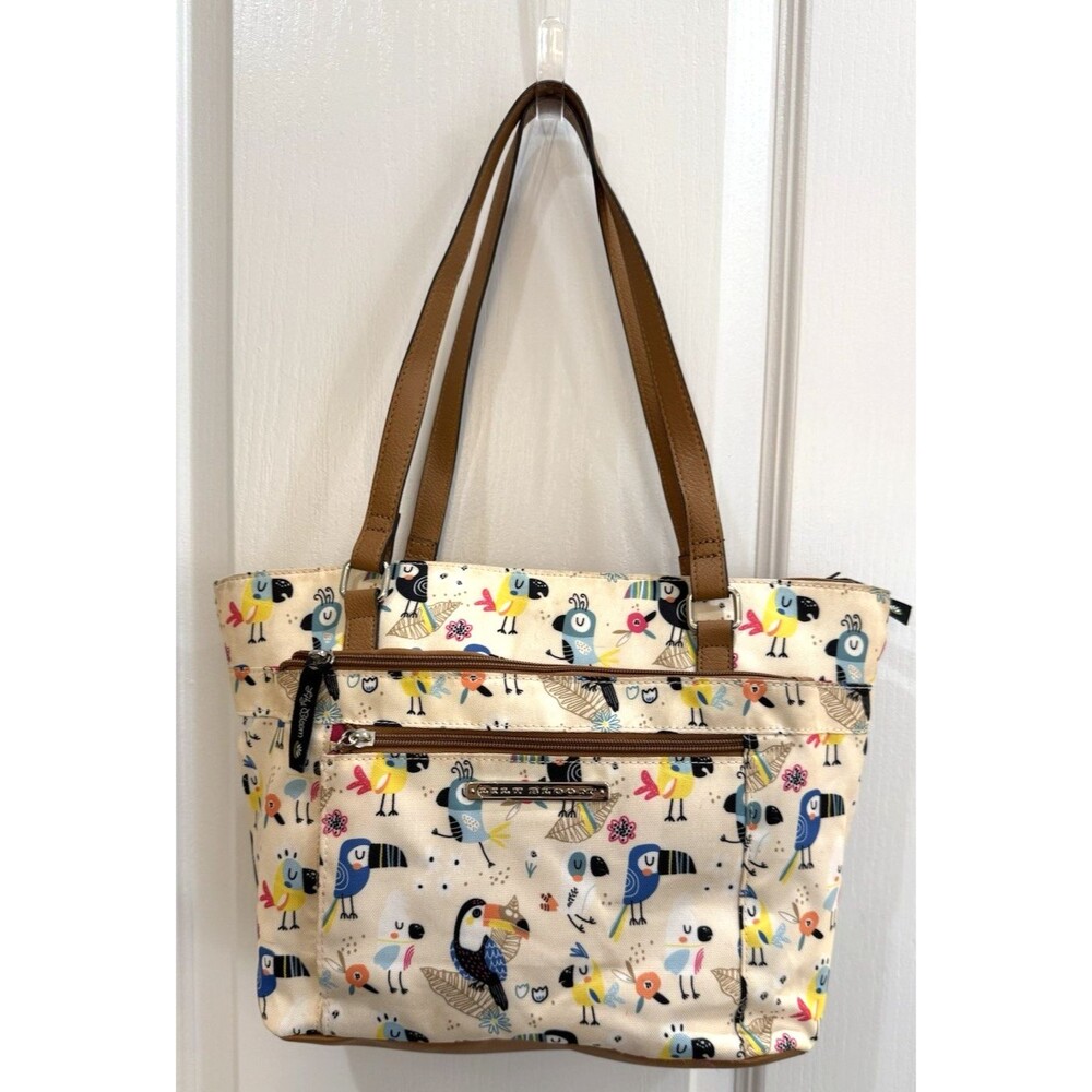 Lily Bloom Shoulder Bag Tropical Bird Toucan Print Canvas Purse Tote Multicolor